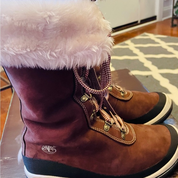 Women's Timberland Brown Lace-Up Fur Lined Boots NIB - Picture 5 of 12